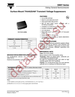 SM6T15A-E3/52 datasheet  